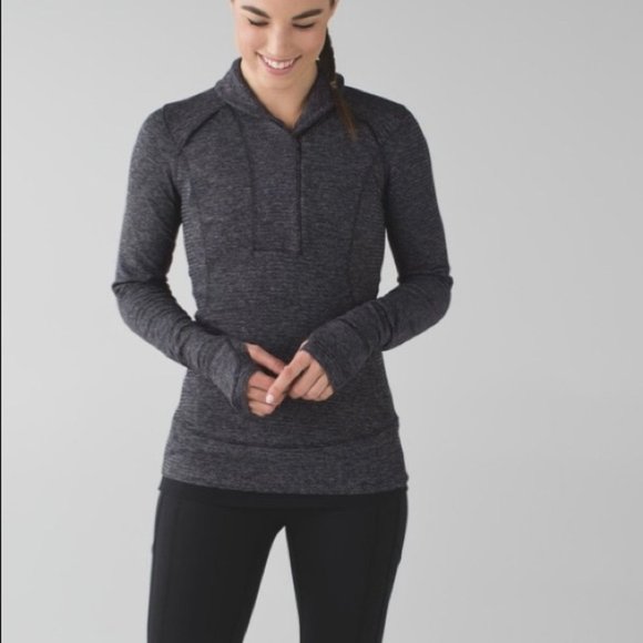 lululemon athletica Tops - Lululemon Think Fast 1/4 Zip Pullover Herringbone long sleeve top gray 6